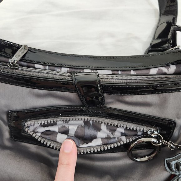 LeSportsac Gray/Black Y2K Leather Trim Shoulder Strap Charms Mini Bag LIKE NEW! - Picture 8 of 14